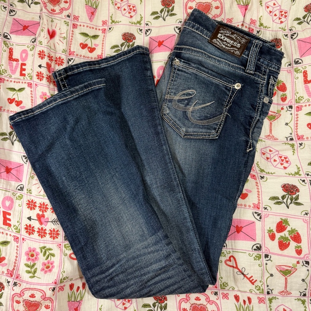 Express Dark Blue stella Boot Cut low rise Jeans